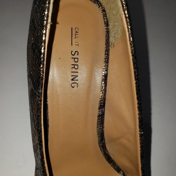 Brown Metallic Snake Print Platform Block Heels Women Sz 7 Career Workwear Pumps - Picture 8 of 13